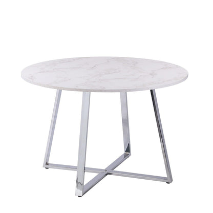 Clara Marble effect round dining table - with chrome frame - Laura James