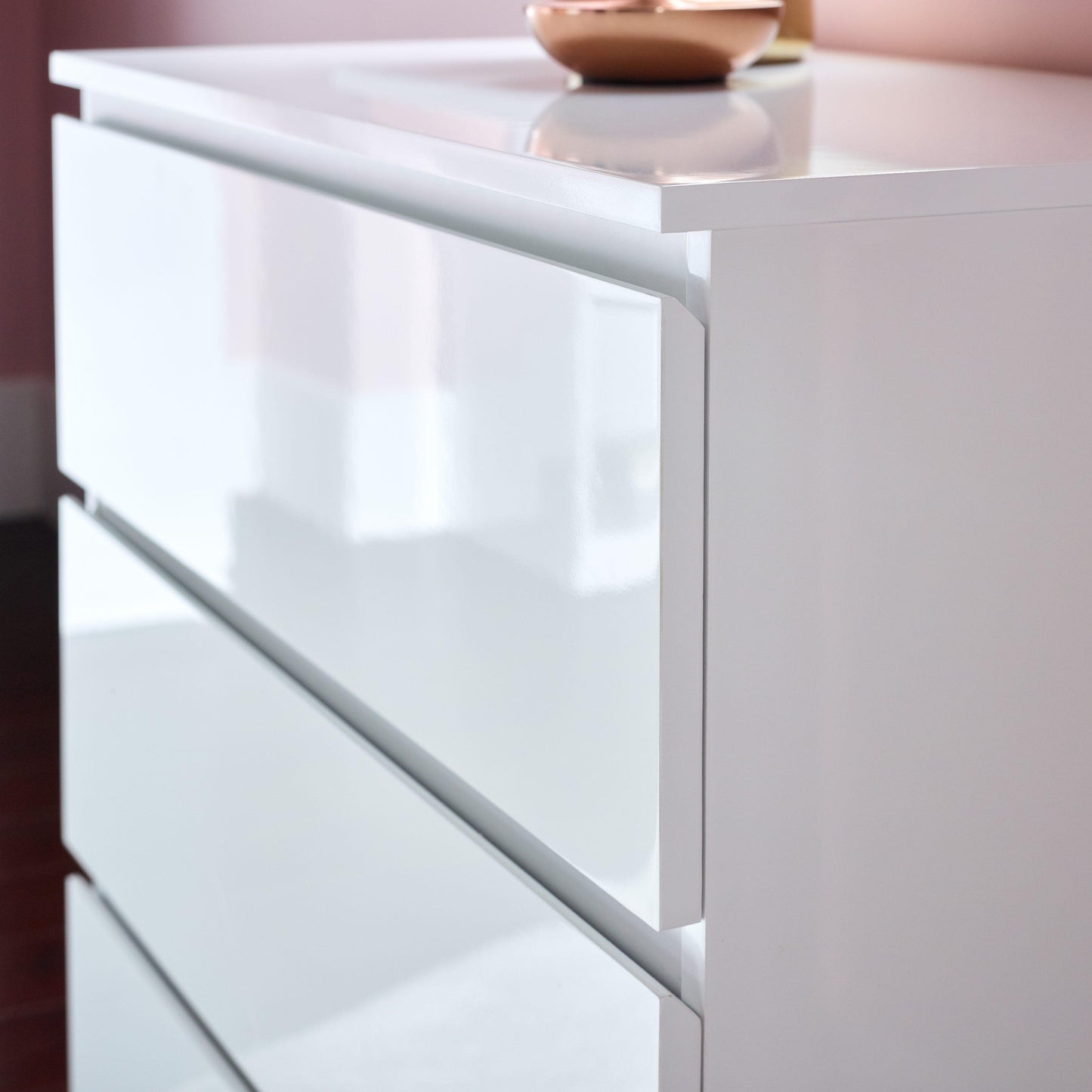 Clemmie high gloss chest of drawers - white - Laura James