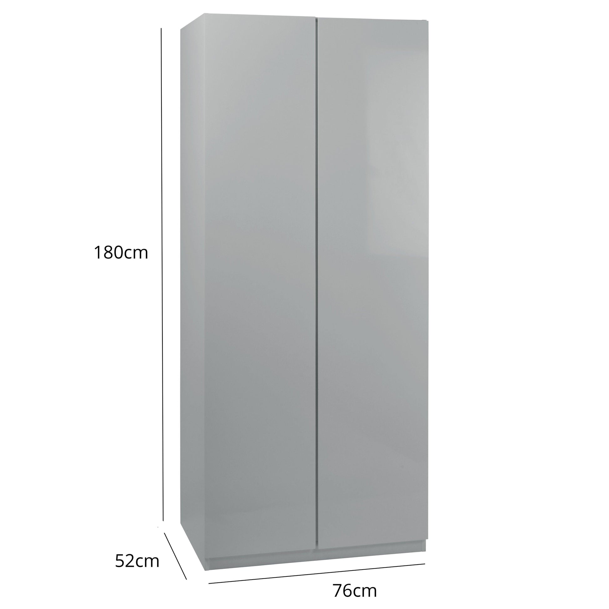 Clemmie high gloss double wardrobe - grey - Laura James