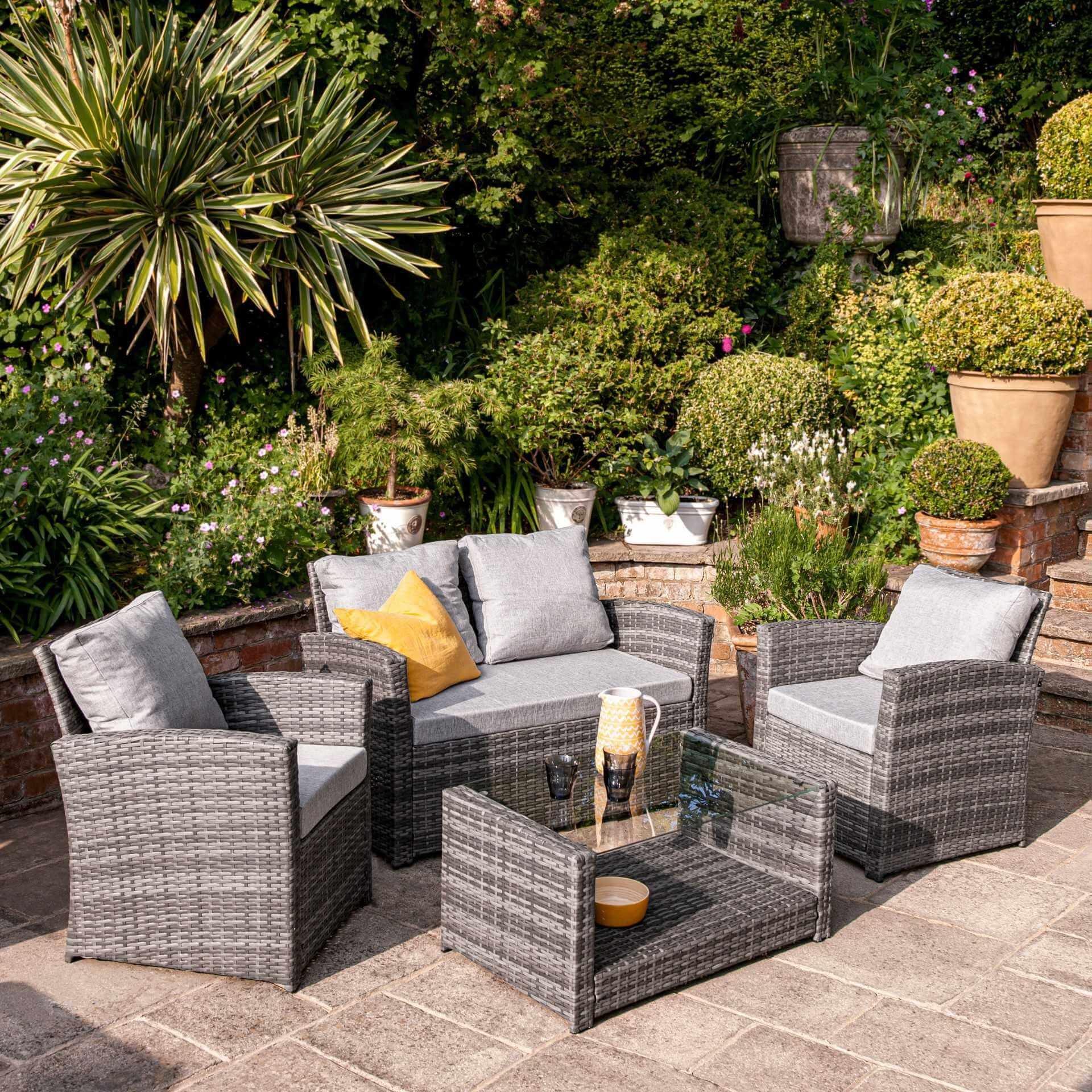 Cote Seater Rattan Garden Sofa Set Grey – Laura James