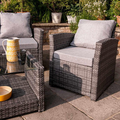 Rattan Garden Sofa Set - 4 Seater - Grey Weave - Laura James