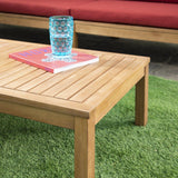 Dakota outdoor sofa set with cream LED premium parasol - acacia wood