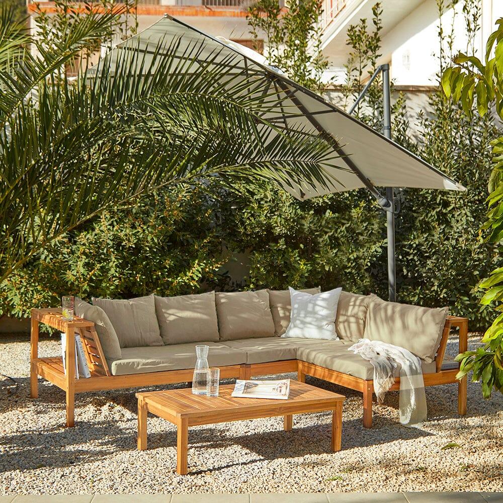 Wooden patio sofa set deals