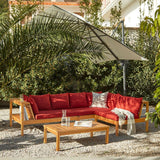 Dakota outdoor sofa set with cream parasol - acacia wood