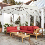 Dakota outdoor sofa set with cream parasol - acacia wood