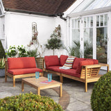 Dakota outdoor sofa set with grey LED premium parasol - acacia wood