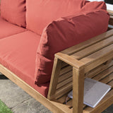 Dakota outdoor sofa set with grey LED premium parasol - acacia wood