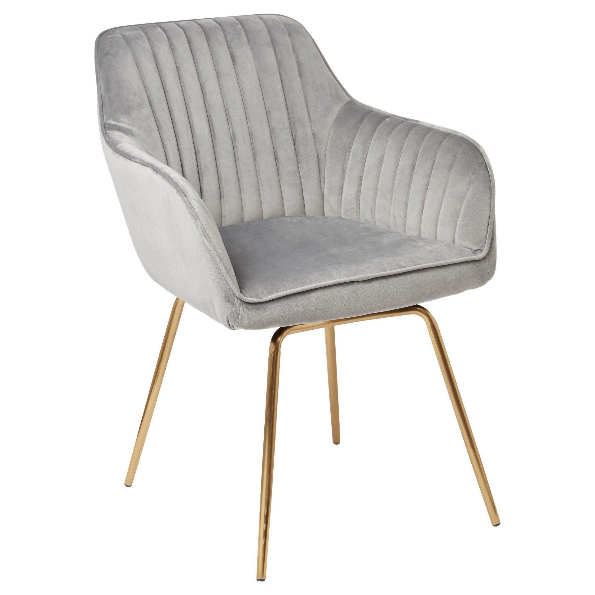 Darcy swivel chair - velvet - grey and gold - Laura James