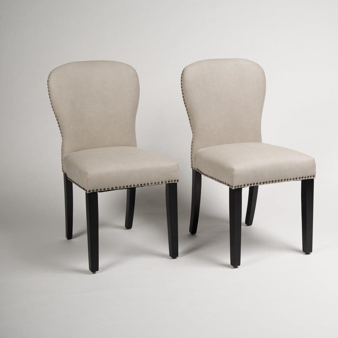 Edward dining chairs - set of 2 - faux leather stone and black wood - Laura James