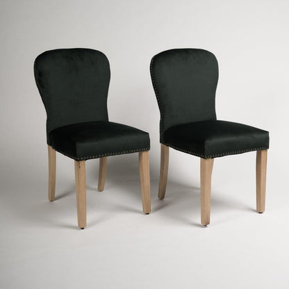 Edward dining chairs - set of 2 - green and light wood - Laura James