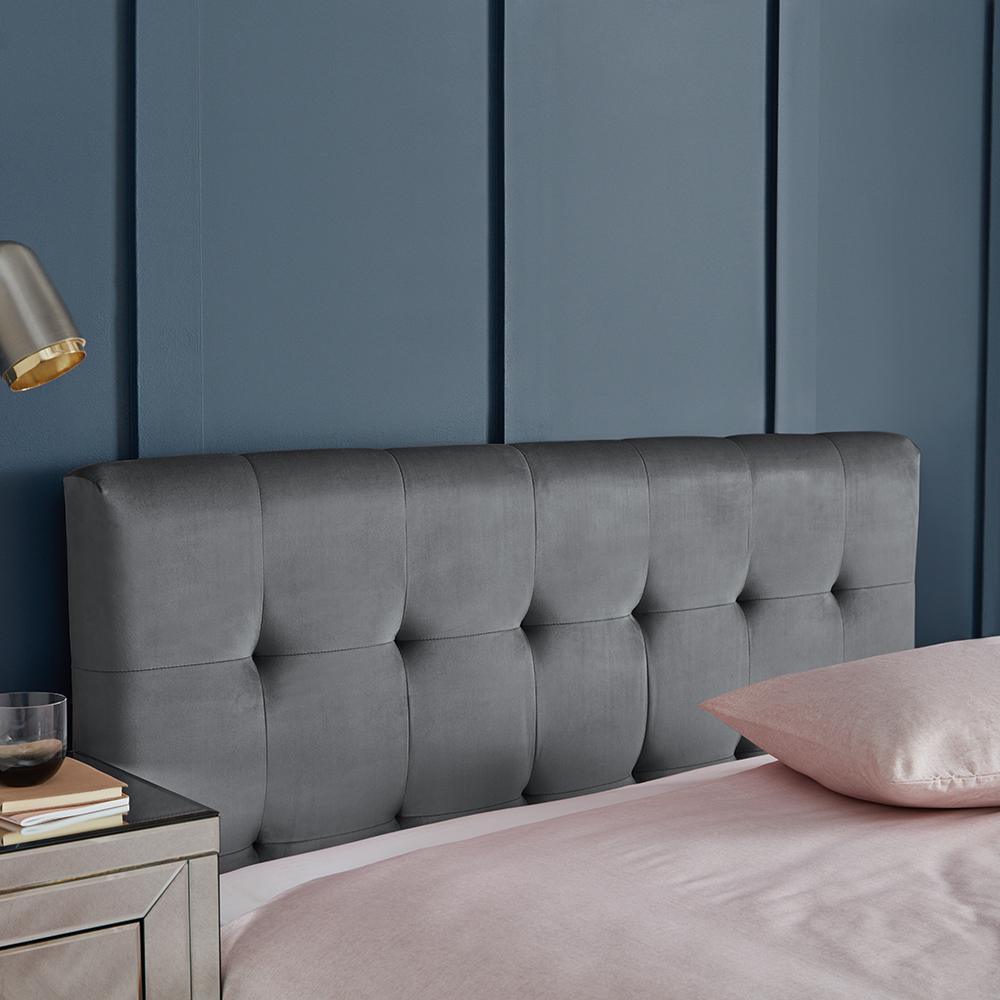 Grey velvet double storage ottoman bed frame - Laura James