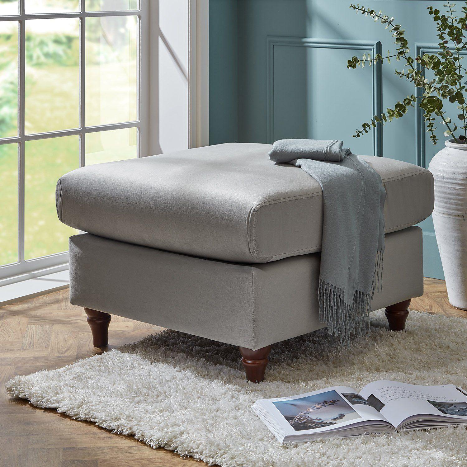 Grey velvet footstool discount