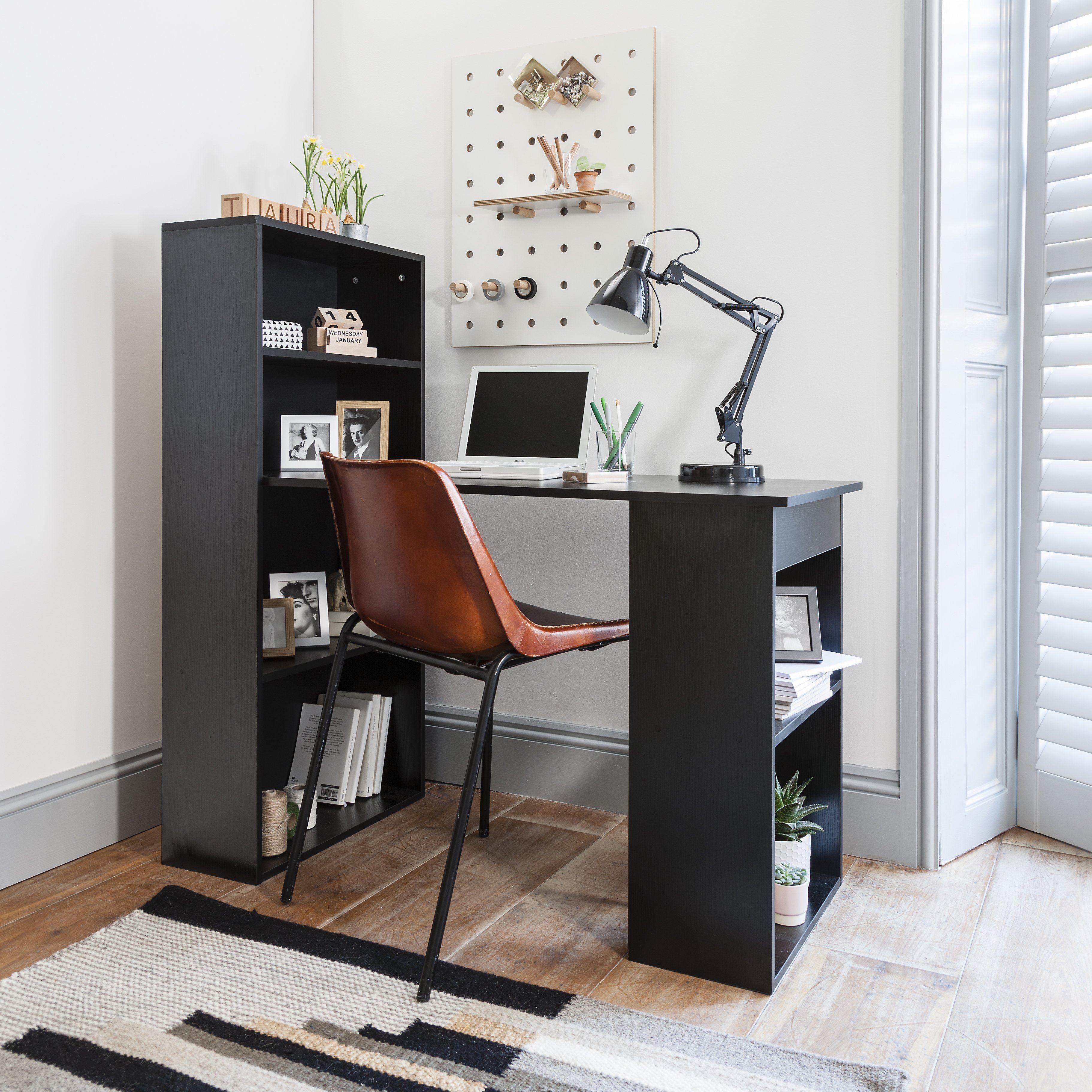 Essie Desk with Shelves Pitch Black Laura James