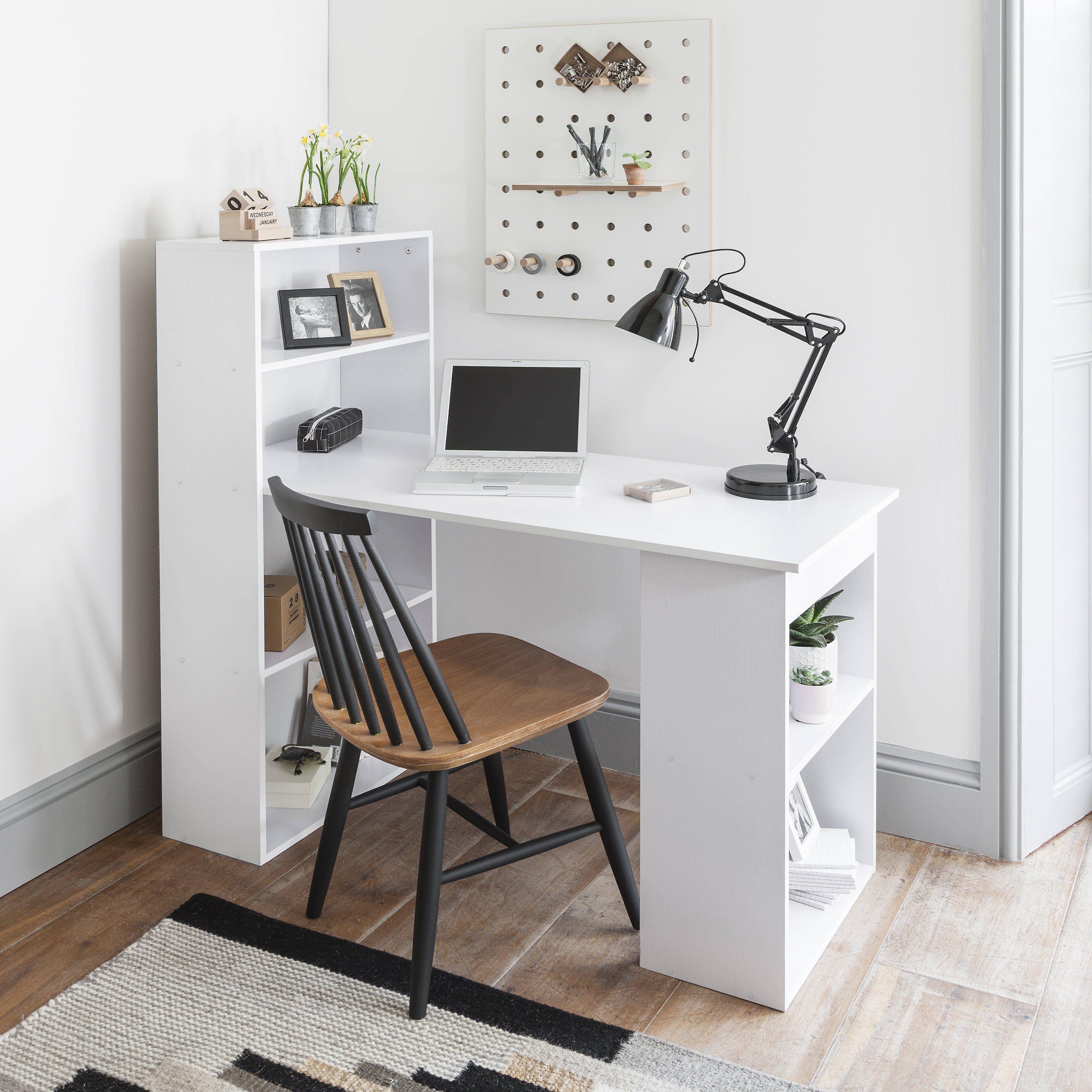 Essie Desk with Shelves White Laura James