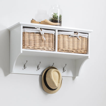 Fyfield Coat Rack with Shelf & Storage Baskets - White - Laura James
