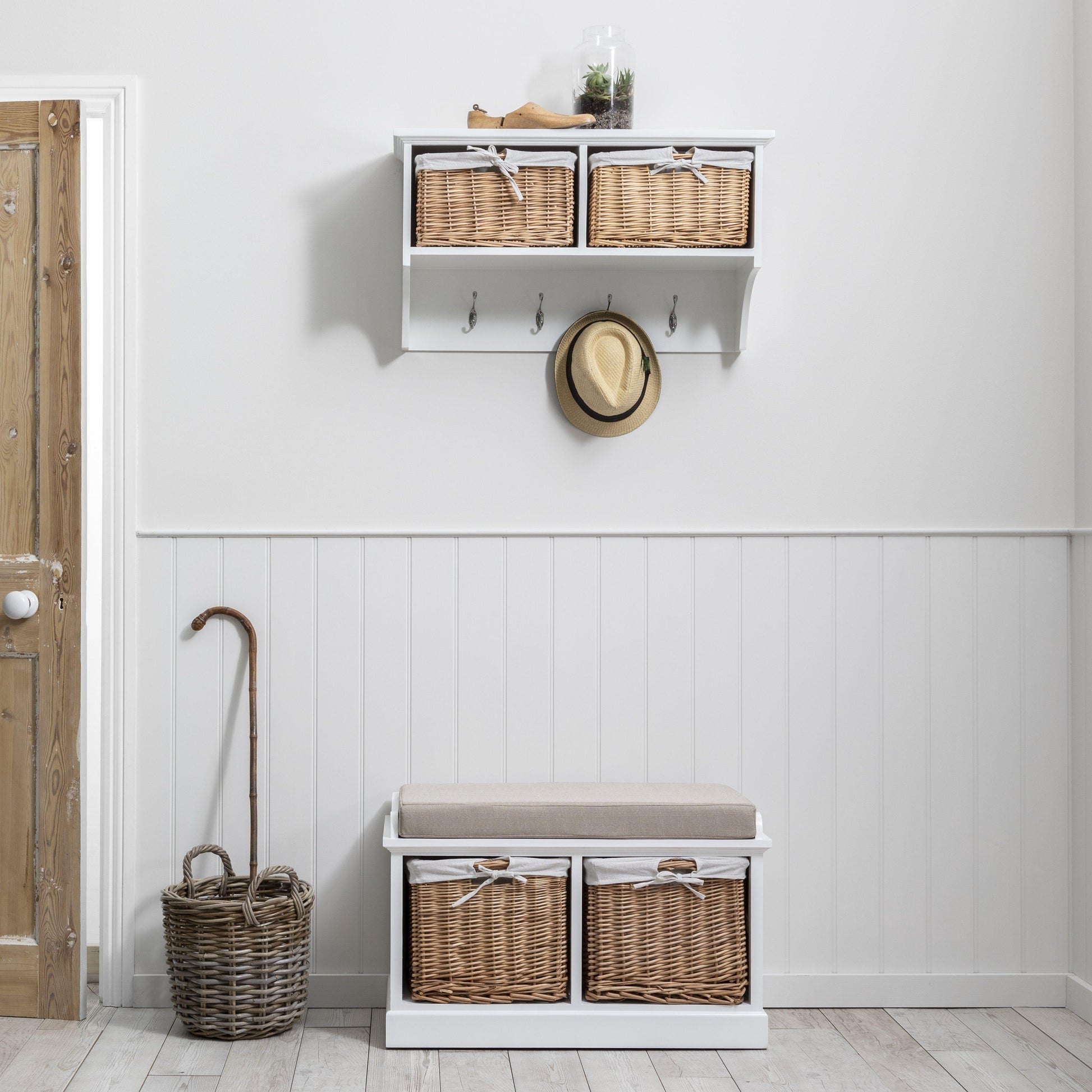 Fyfield Coat Rack with Shelf & Storage Baskets - White - Laura James