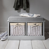 Hallway bench - two baskets - grey - Laura James