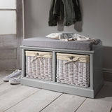 Hallway bench - two baskets - grey - Laura James