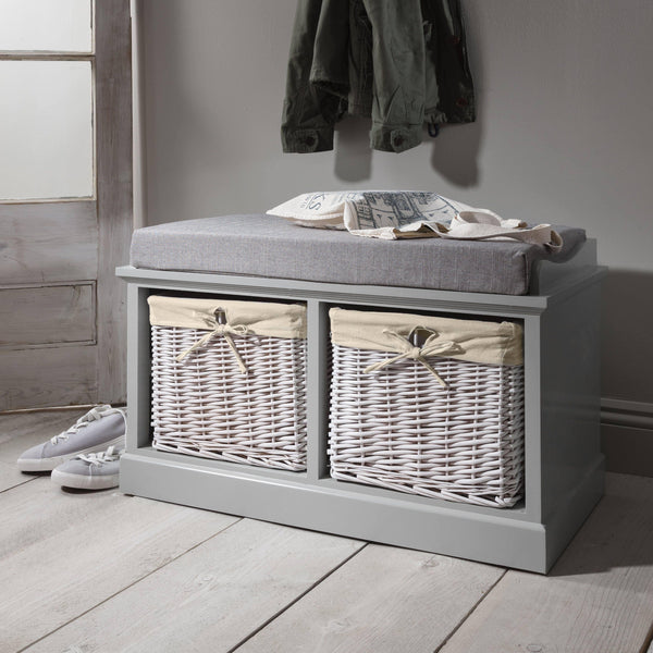 Fyfield Grey Hallway Storage Bench – Laura James