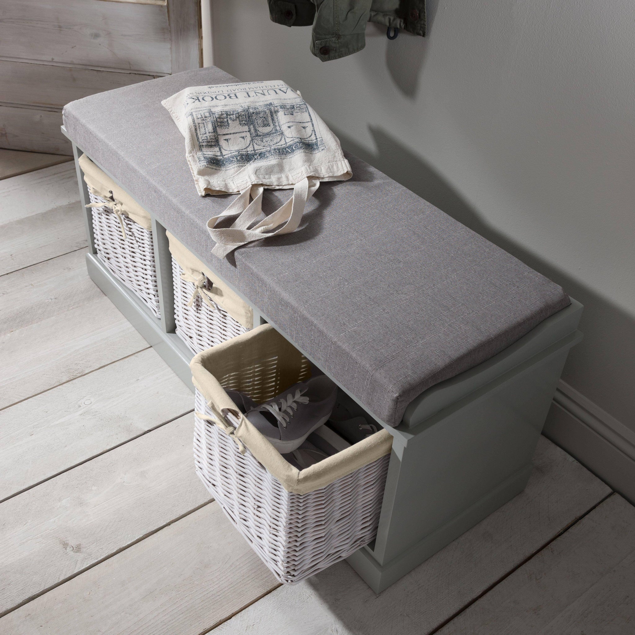 Fyfield Hallway Shoe Storage Bench with cushion Laura James