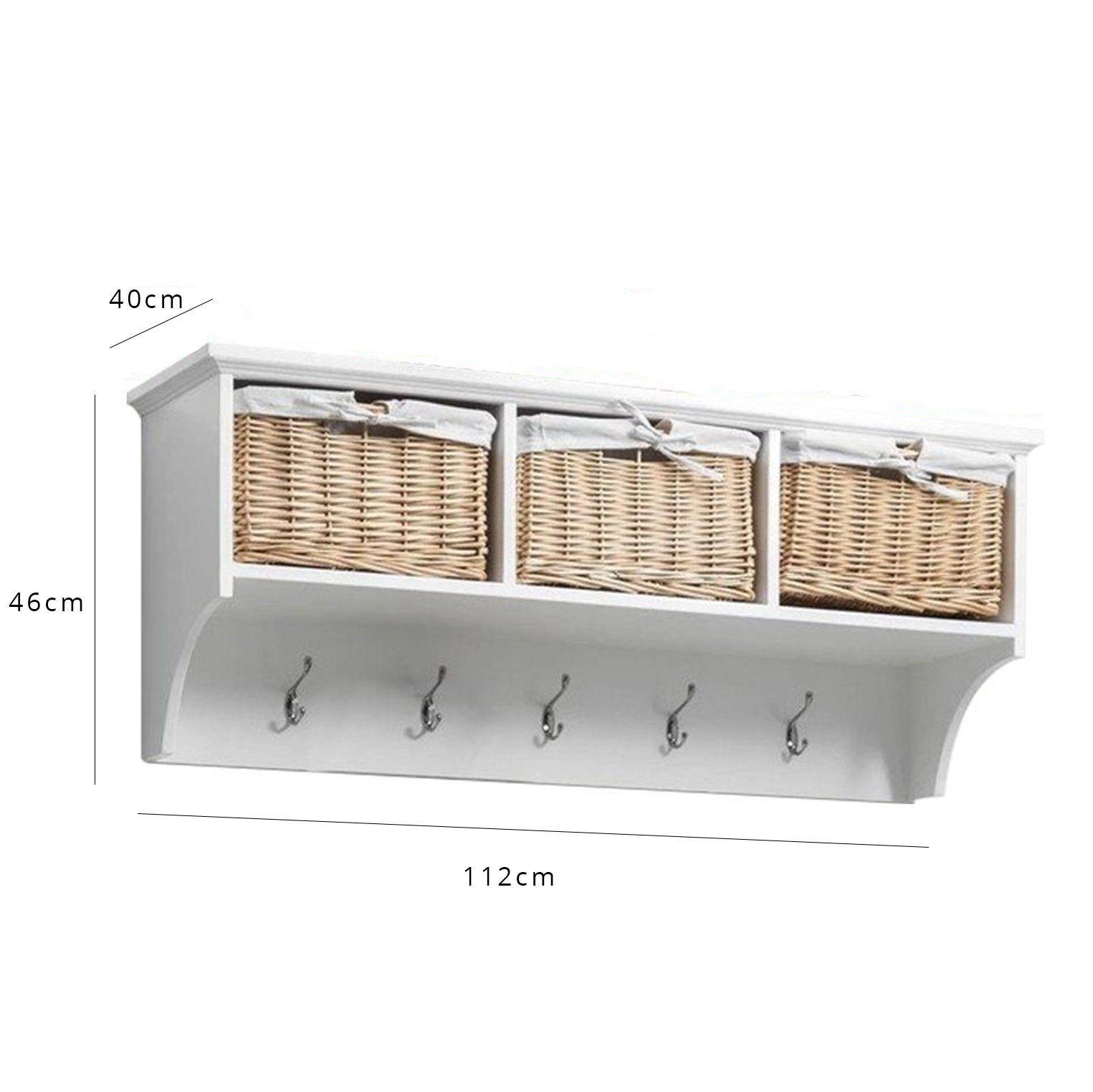 Coat rack shop with storage baskets