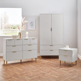 Gloria 3 piece bedroom furniture set - 4 over 4 chest of drawers - grey - Laura James