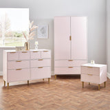 Gloria 3 piece bedroom furniture set - 4 over 4 chest of drawers - pale pink - Laura James
