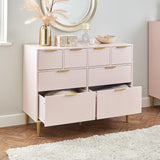 Gloria 4 piece bedroom furniture set - 4 over 4 chest of drawers - pale pink - Laura James