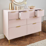 Gloria chest of drawers - 4 over 4 - pale pink & brass effect - laura James