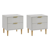 Gloria bedside tables - set of two - grey and brass effect - Laura James