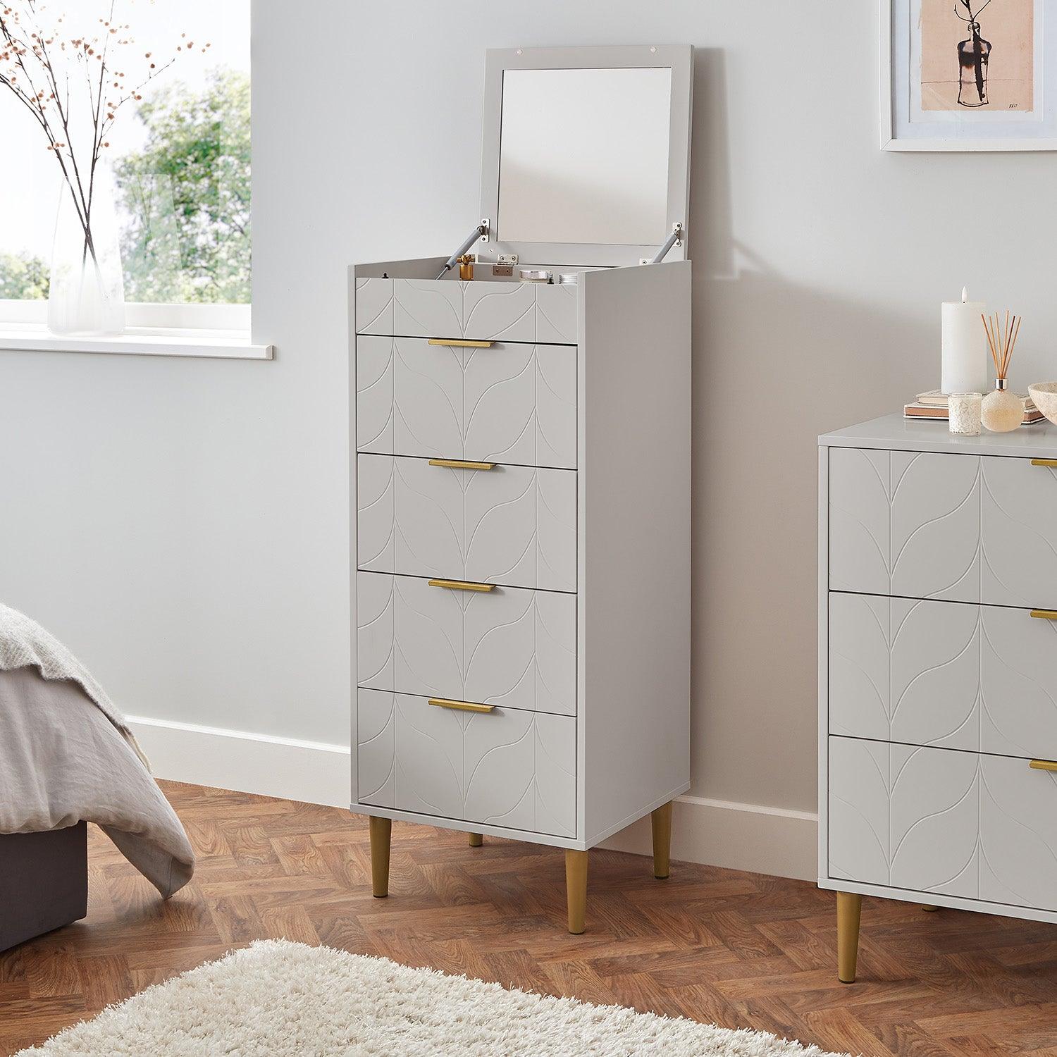 Gloria Tallboy Grey Brass Effect Laura James