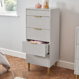 Gloria wardrobe and drawers set - 4 over 4 chest of drawers - grey