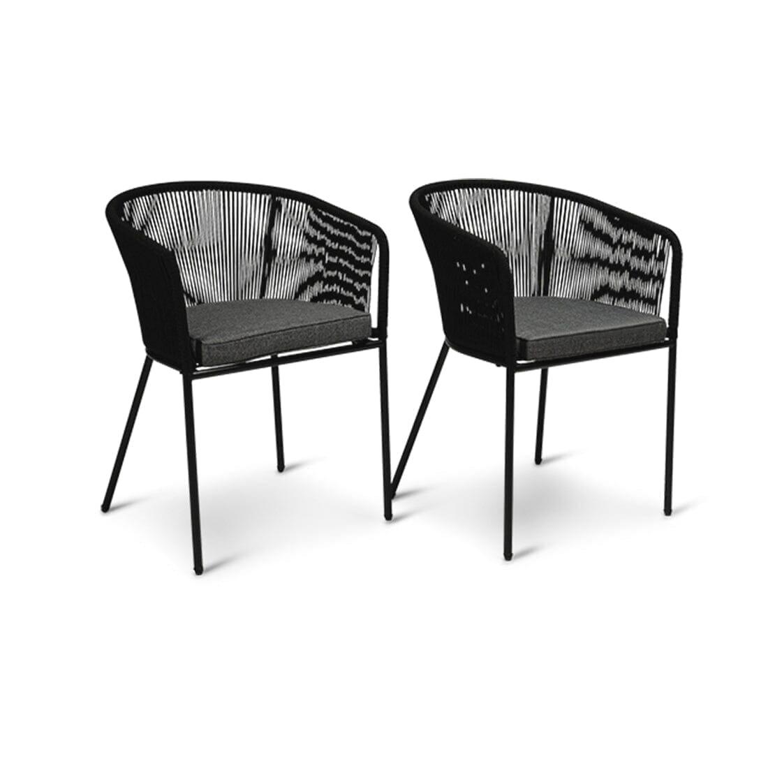 Hali Black Rope Chairs - Grey Cushions - Laura James