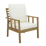 Harrelson Outdoor Wooden Double Sofa Set with 2 Armchairs & Cream LED Parasol - Laura James