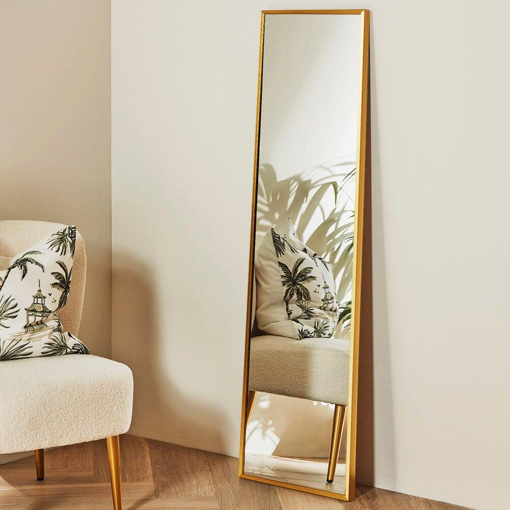 Hensall 140x40cm Metal Rectangular Mirror - Gold - Laura James