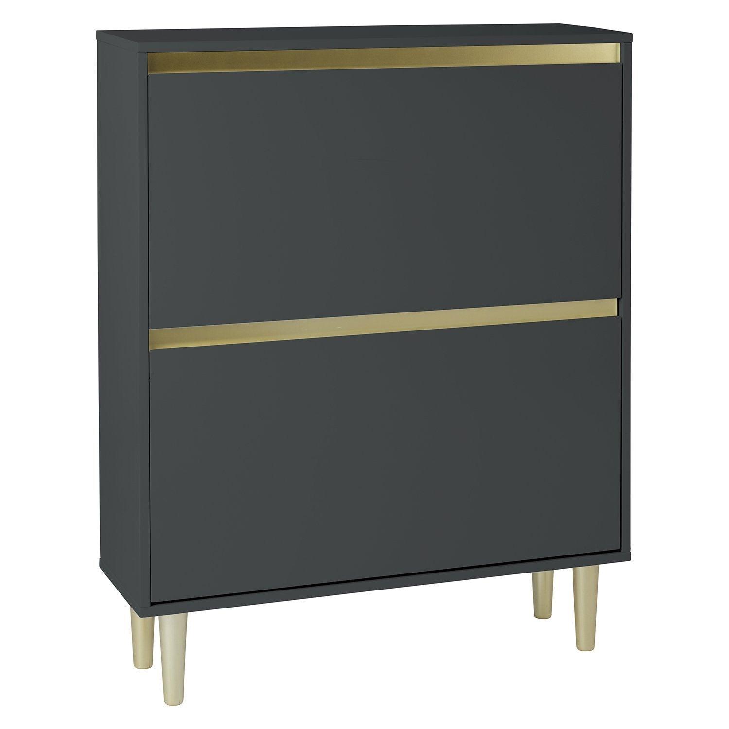Iliana Shoe Cabinet 2 Door Charcoal Grey Laura James
