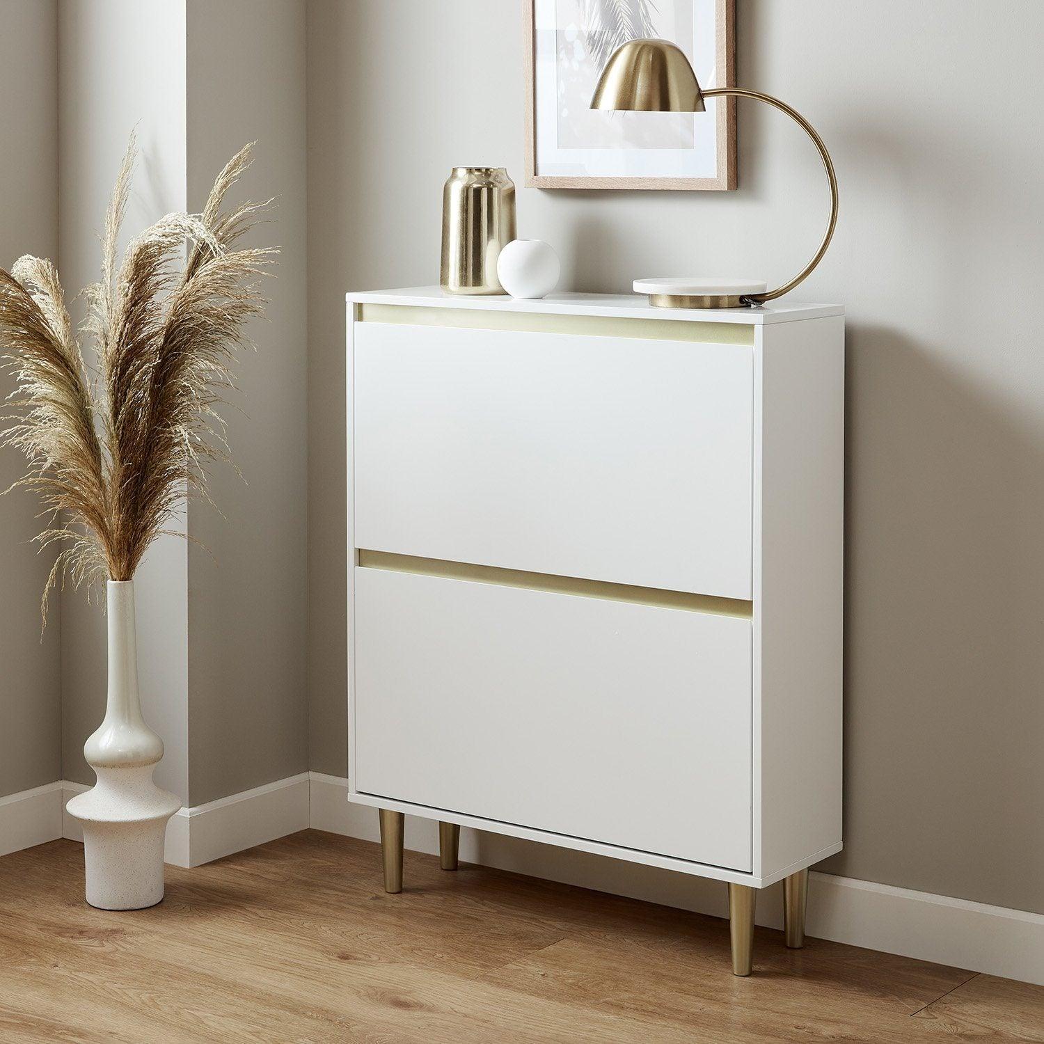 Iliana Shoe Cabinet 2 Door White Laura James
