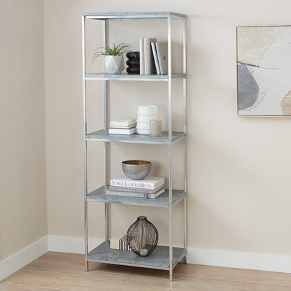 Jay bookcase - chrome effect and concrete - Laura James