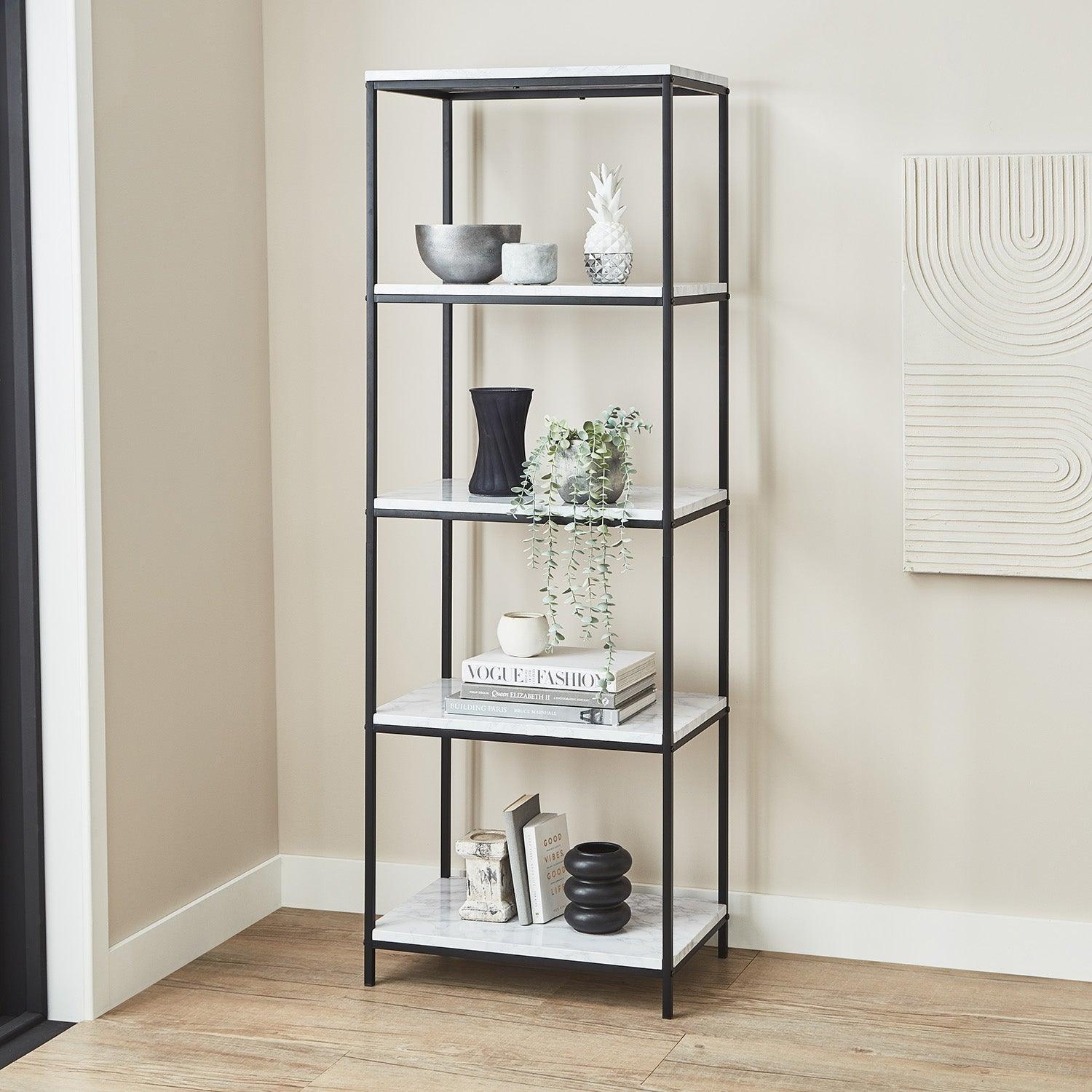 Jay bookcase - marble effect and black - Laura James