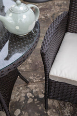 2 Seater Rattan Bistro Dining Set in Brown - Garden Furniture Outdoor Laura Jamess