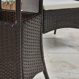 2 Seater Rattan Bistro Dining Set in Brown - Garden Furniture Outdoor Laura James