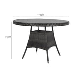 Kemble 4 Seater Outdoor Round Dining Table - Black - Laura James