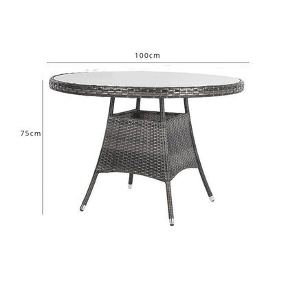 Kemble 4 Seater Outdoor Round Dining Table - Grey - Laura James