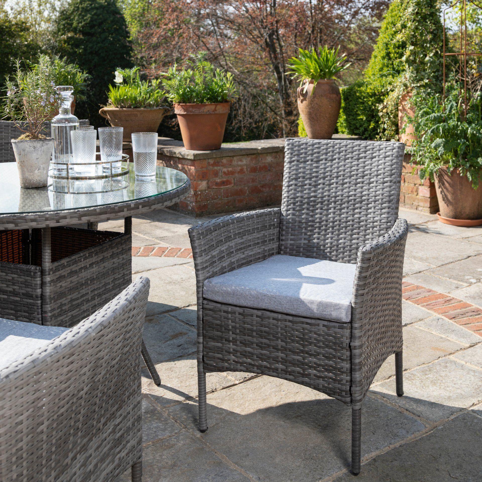 Outdoor Dining Table Grey Wicker Garden Furniture Kemble Seater