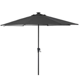 Kemble 4 Seater Rattan Round Dining Set with Grey Parasol - Black - Rattan Garden Furniture - Laura James