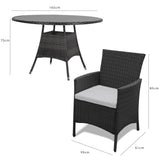 8 Seater Rattan Round Dining Set with Parasol - Rattan Garden Furniture - Black - Laura James