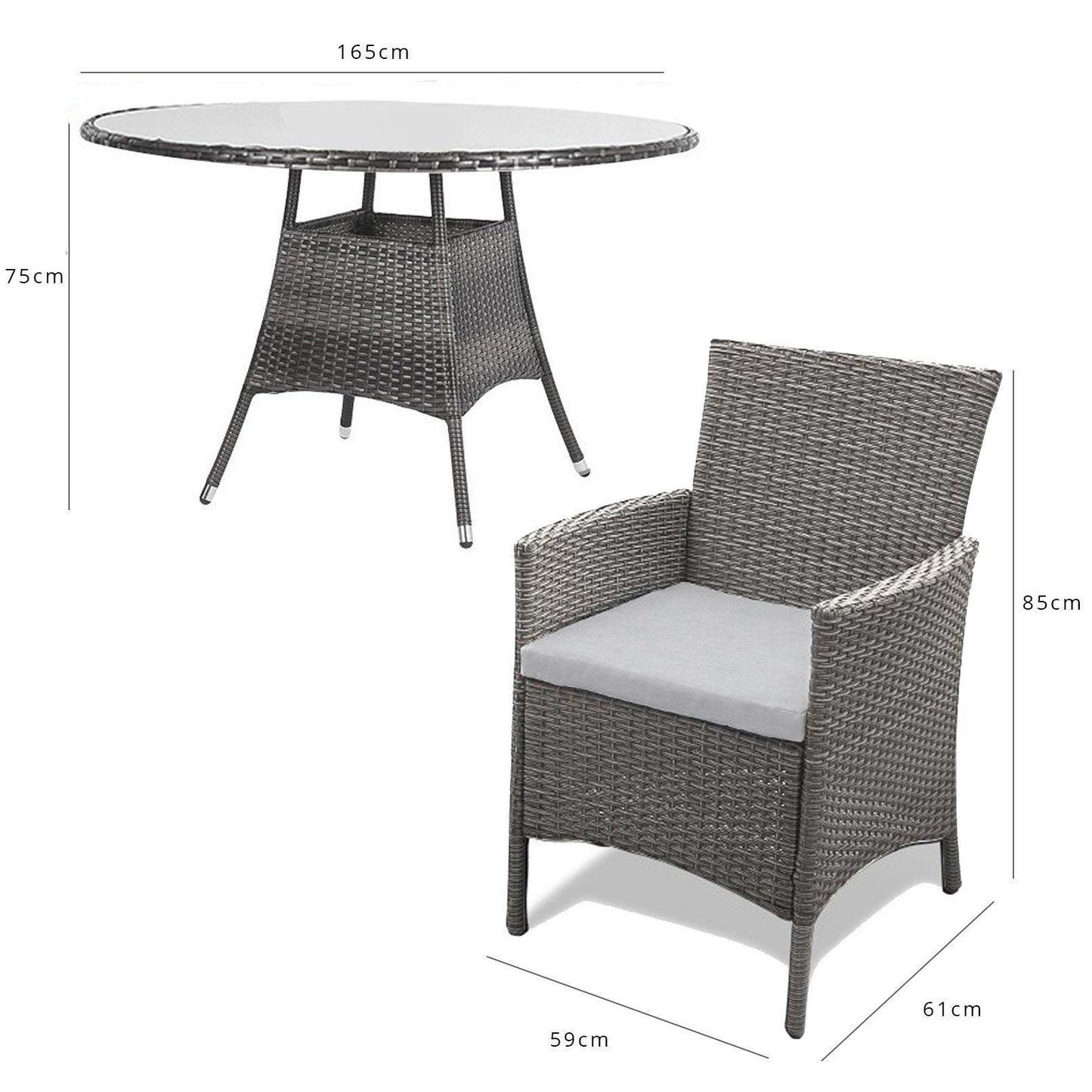 Kemble Grey 8 Seater Outdoor Round Dining Set - Laura James