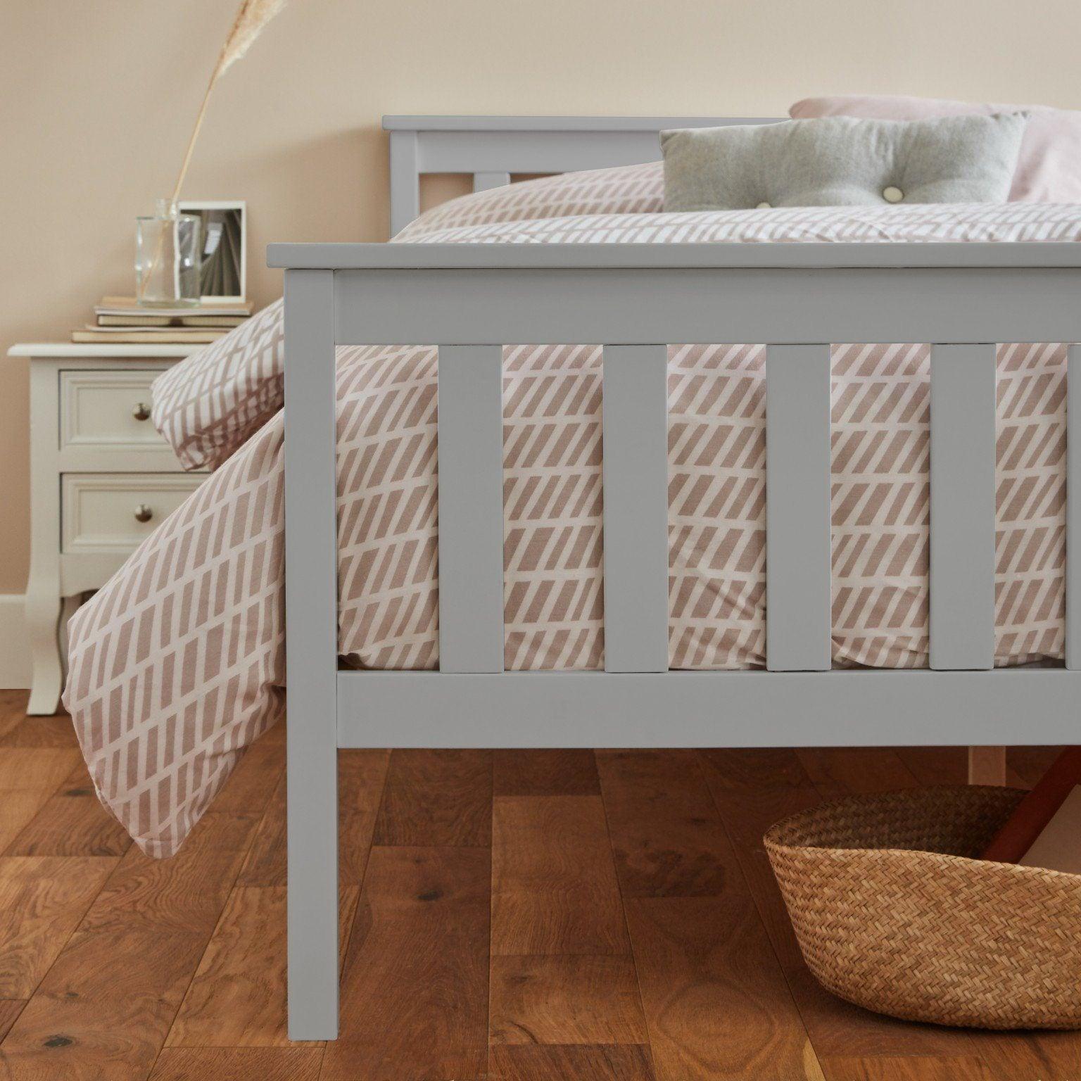 Grey wooden king size bed frame - Laura James