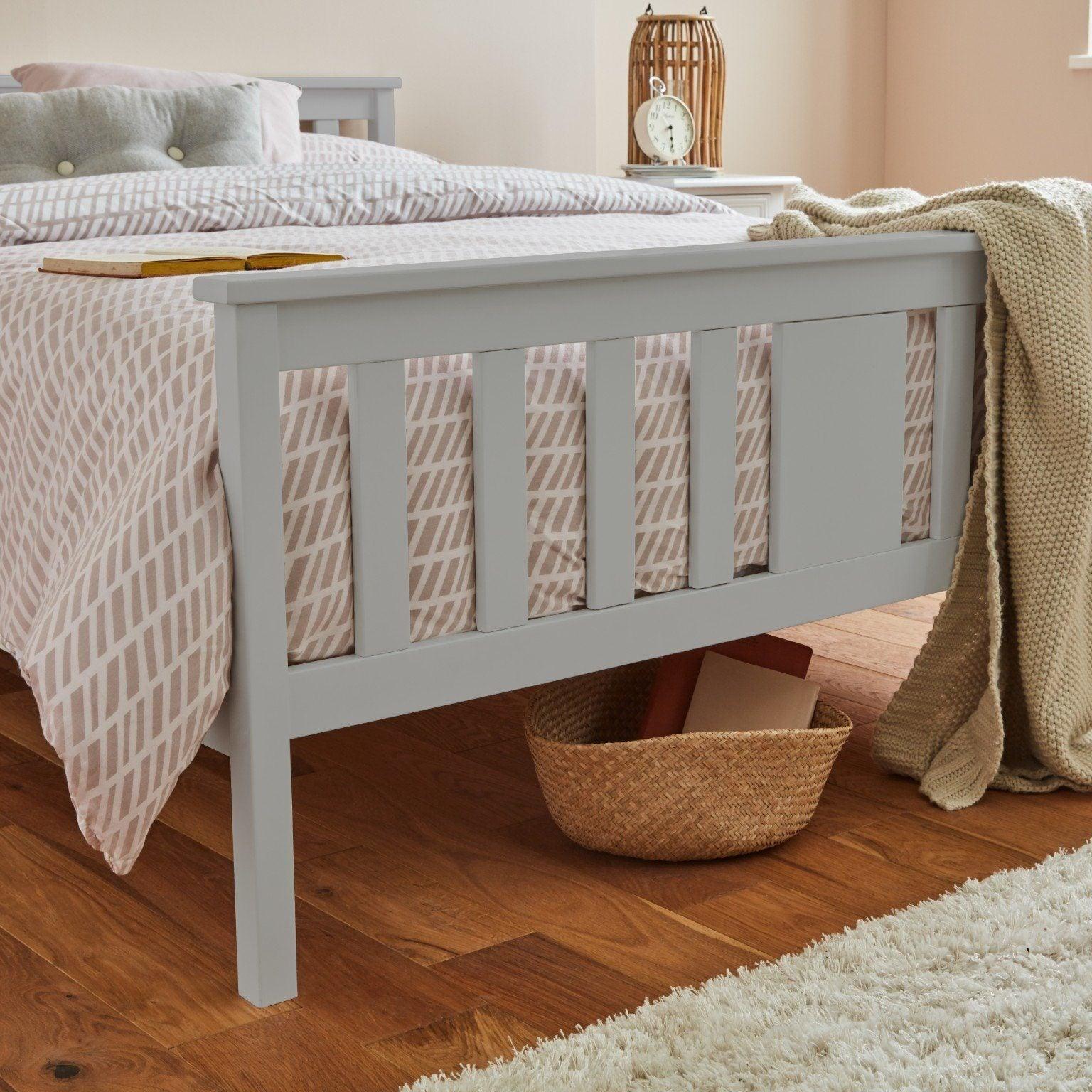 Grey wooden king size bed frame - Laura James