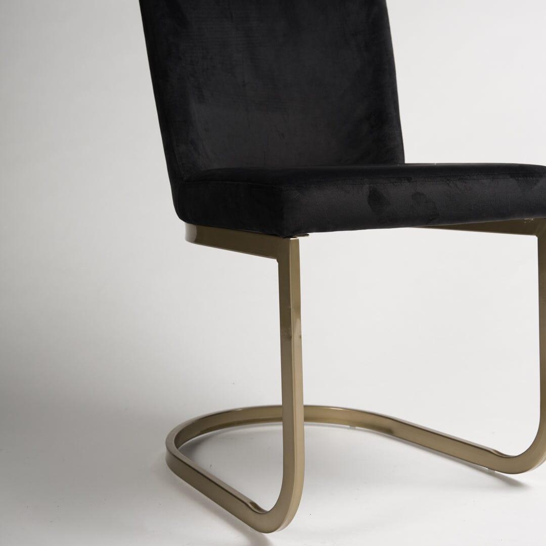 Black Upholstered Dining Chair with Gold Legs - Laura James